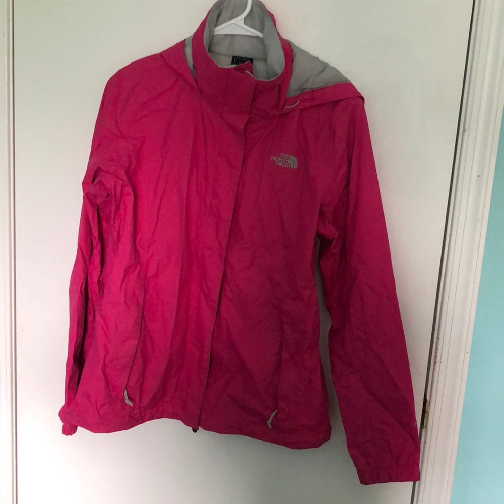 The North Face pink rain jacket